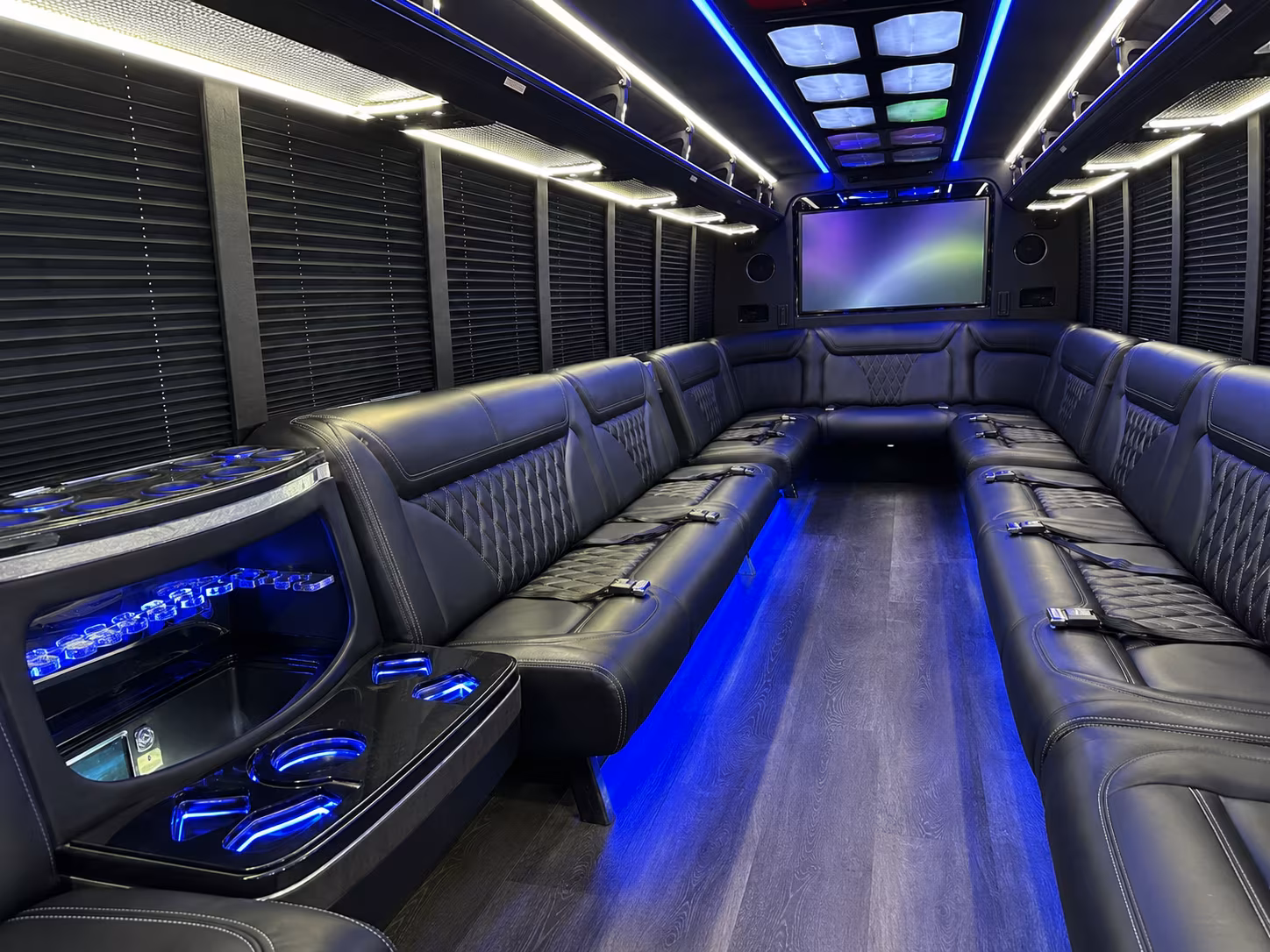 pueblo 20 passenger party bus inside